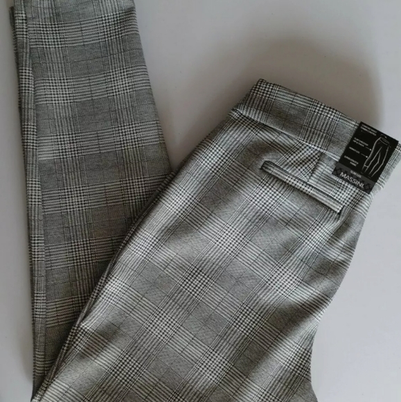 Massini Plaid Pants Black & White Curvy Stretchy Elastic Waist - Picture 8 of 8